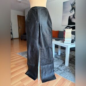 Wilsons Leather Men's Black Leather Straight-Leg Pants